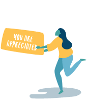 A woman is holding a sign that says `` you are appreciated ''.