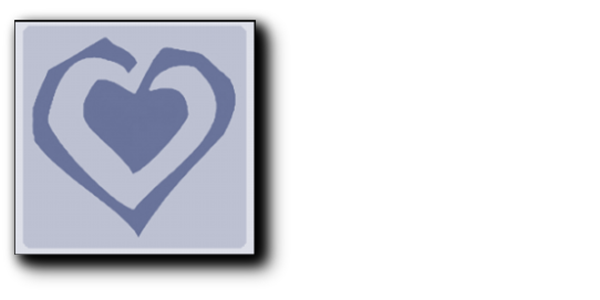 A blue heart in a square on a white background