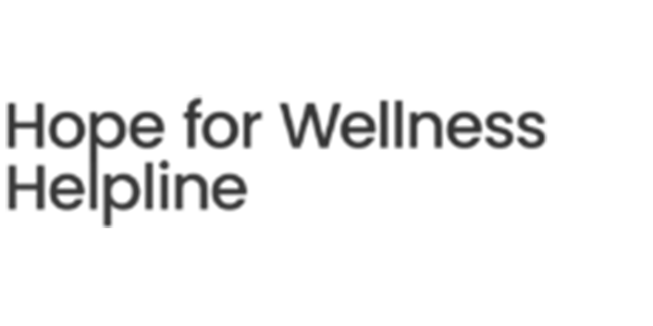 The logo for hope for wellness helpline is black and white.
