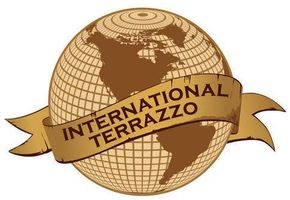 The logo for International Terrazzo is a globe with a ribbon around it.
