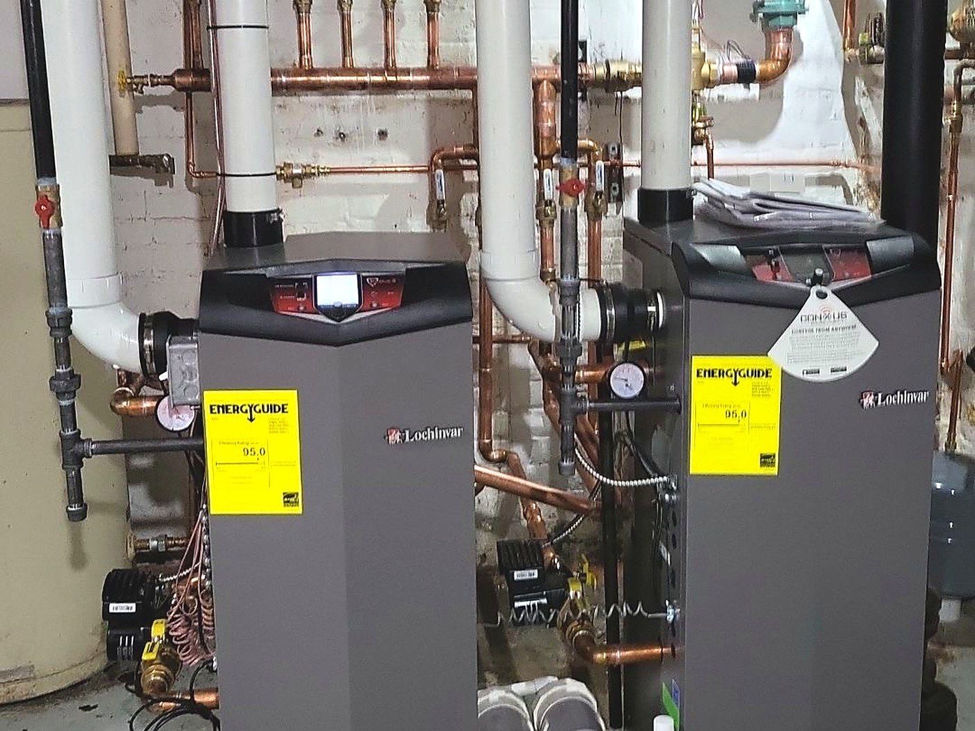 Twin Lochinvar condensing boilers installed by Lakeview
