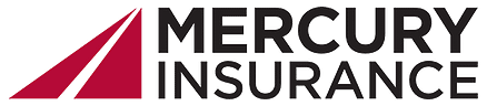 Mercury Insurance logo with red triangular emblem and black text on white background
