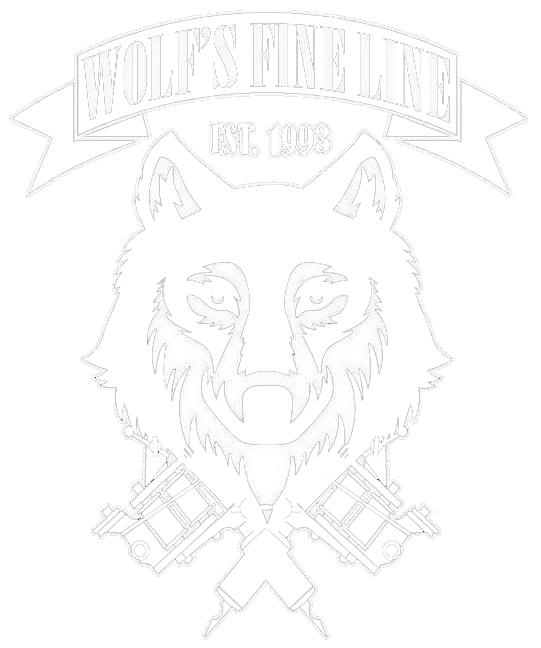 Wolves logo with crossed rifles and banner reading “Wolfpack” in light outline