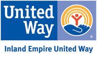 United Way logo: blue text, a person inside a sun, cradled in a hand, with an Inland Empire tagline.
