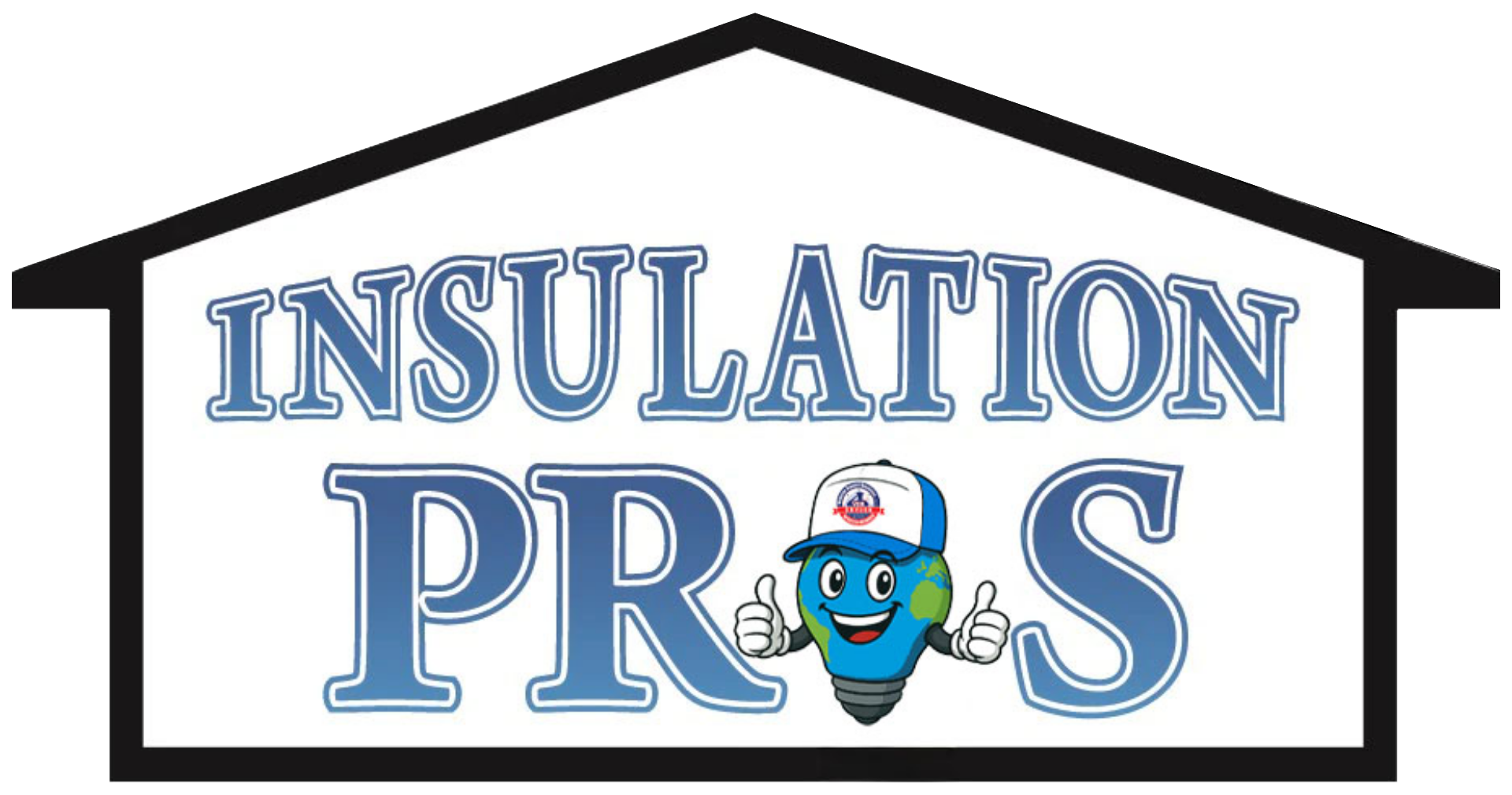 The logo for insulation pros shows a house and a light bulb.