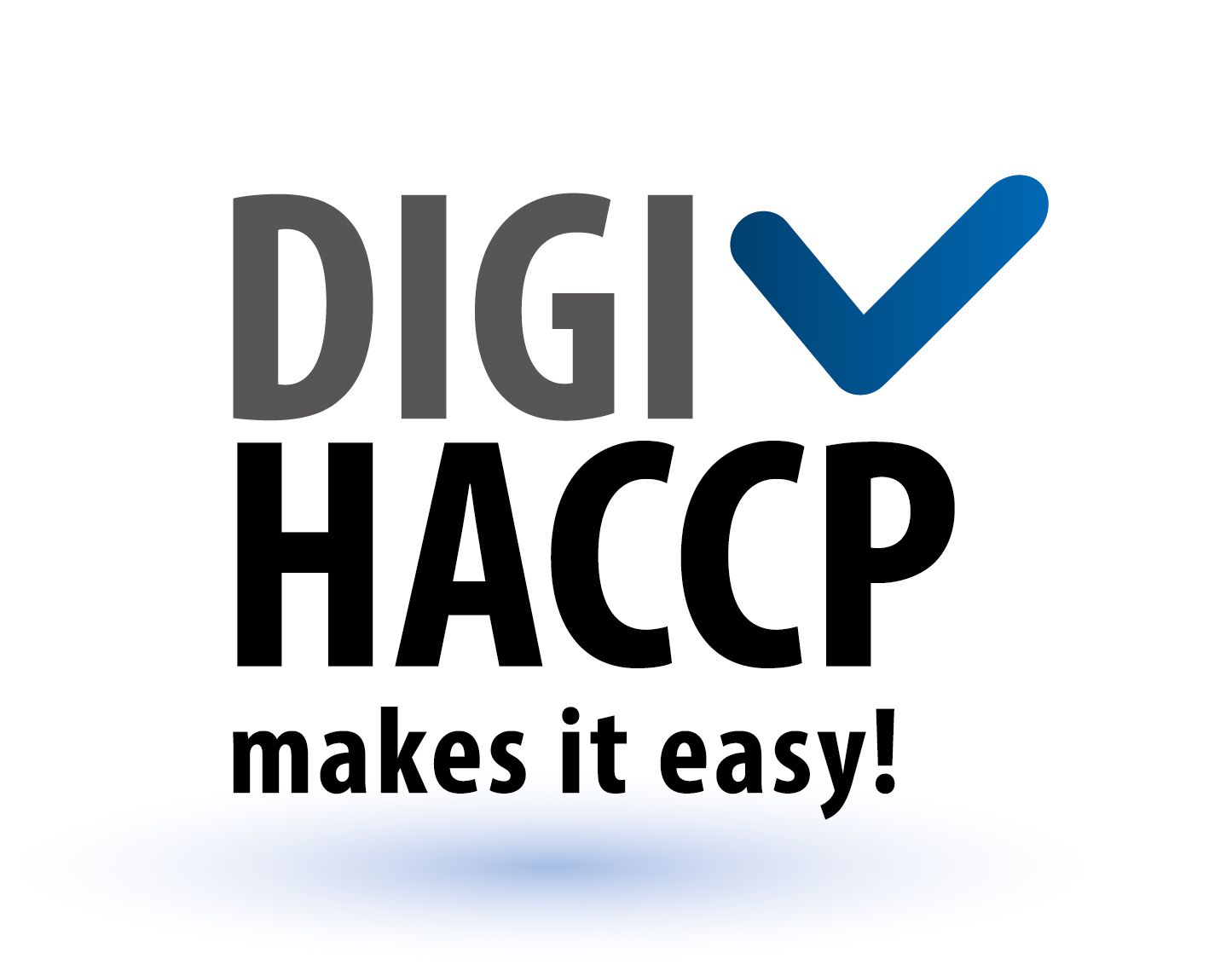 Logo for DigiHACCP with gray and black text and a blue checkmark, accompanied by the tagline