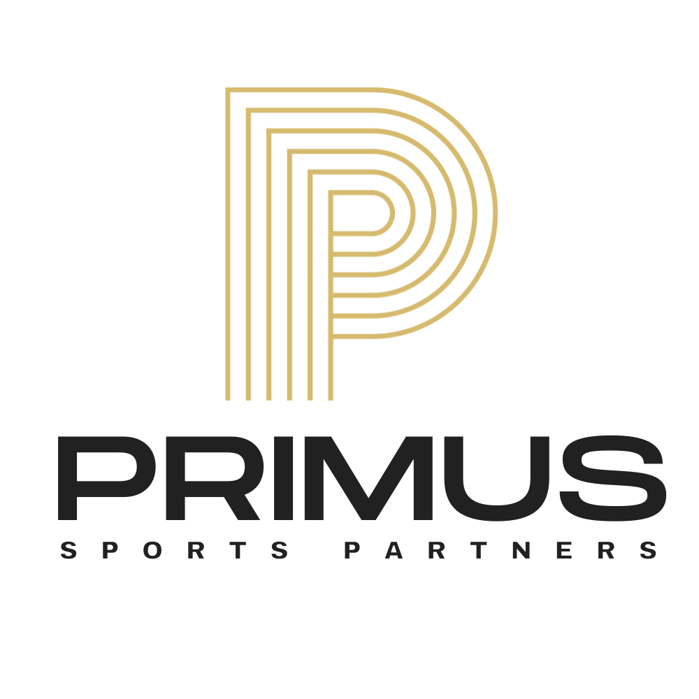 Logo for Primus Sports Partners: Gold, stylized 
