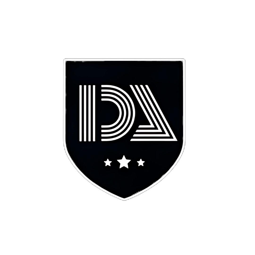 Black shield logo with white