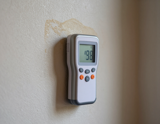 Moisture meter reading on interior wall