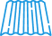 A blue line drawing of a metal panel.
