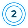 The number 2 is in a blue circle on a white background.