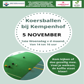  Koersbal: de sport voor kampioenen met koffievlekken! ☕
Beste buurtgenoten,
Heb je een vaste hand, een goed humeur en een zwak voor gezelligheid? Dan is koersbal echt iets voor jou! En nee, je hoeft geen atleet te zijn — als je een bal kunt rollen zonder de vaas van de buurvrouw om te kegelen, zit je goed.
 Dinsdag 5 november  14.00 – 16.00 uur  Kempenhof
Of je nu een doorgewinterde koersballegende bent of nog denkt dat het iets met koers en fietsen te maken heeft — iedereen is welkom! We zorgen voor de ballen, de baan én de koekjes. Jij hoeft alleen je glimlach mee te nemen (en misschien een beetje geluk).
Kom langs, gooi een balletje mee en ontdek dat koersbal spannender is dan je denkt. Wie weet ga jij wel naar huis met eeuwige roem… of in elk geval met een koekje extra.
Tot dan, kampioen in de dop!