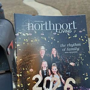 Northport Living magazine cover with a family photo and large “2016” text
