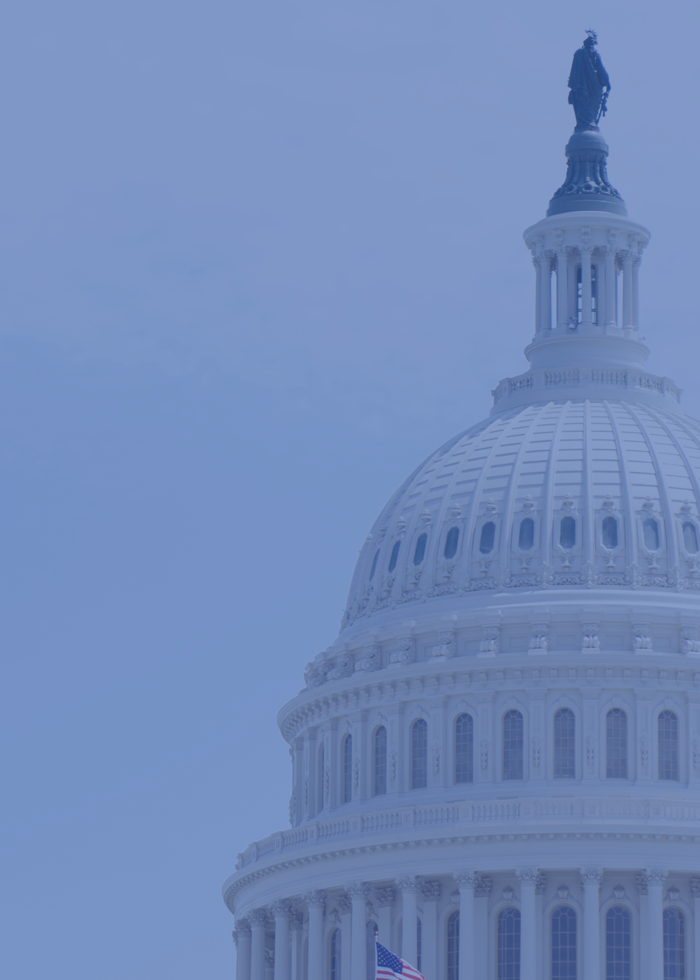 U.S. Capitol dome topped by the Statue of Freedom against a pale blue sky