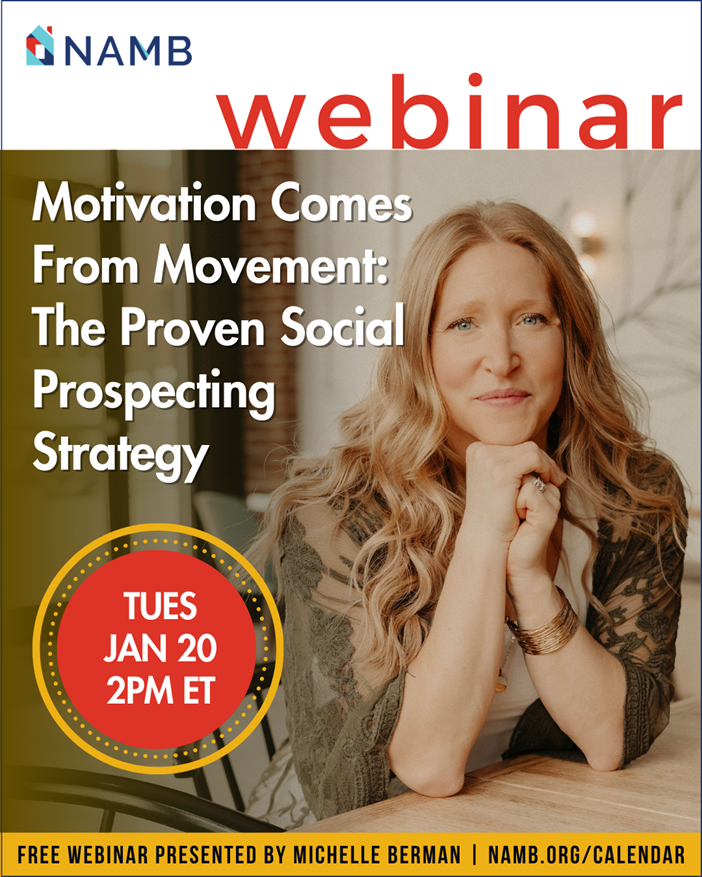 Webinar promo: “Motion Comes From Movement” with speaker portrait and Jan 20, 2 PM ET badge