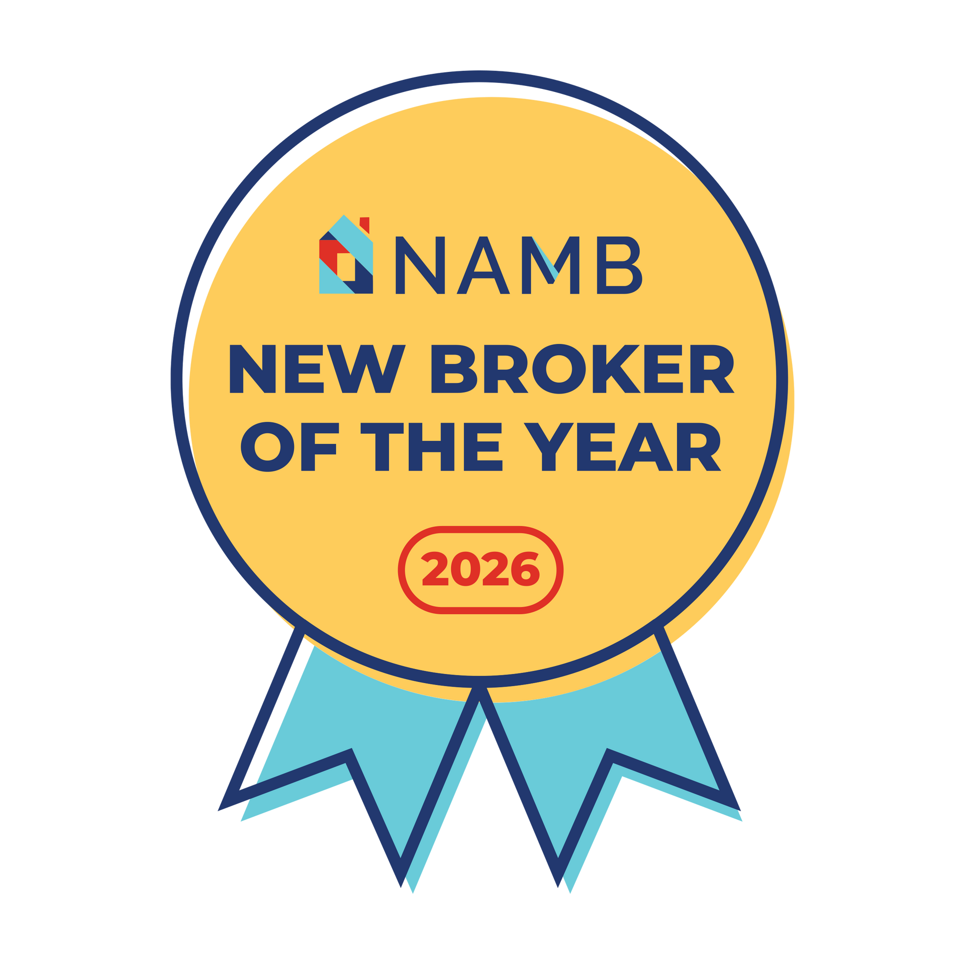 NAMB New Broker of the Year 2026 medal badge with blue ribbons