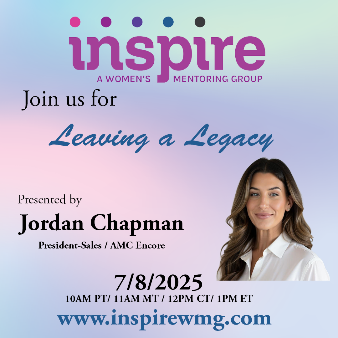 Event poster for Inspire Women’s Mentoring Group, “Leaving a Legacy,” featuring Jordan Chapman and event details