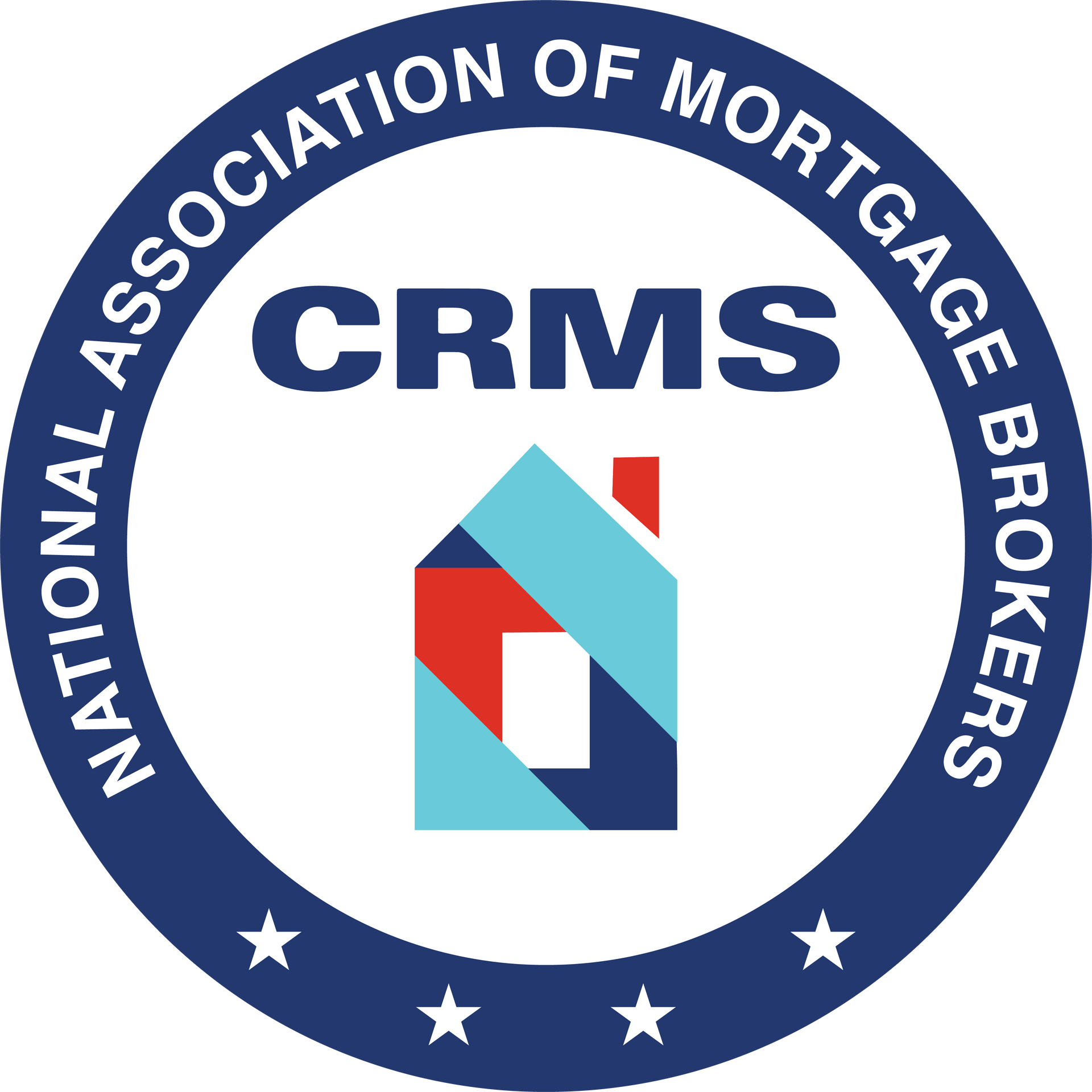CRMS-badge CRMS logo for the National Association of Mortgage Brokers in blue, white, red, and teal.