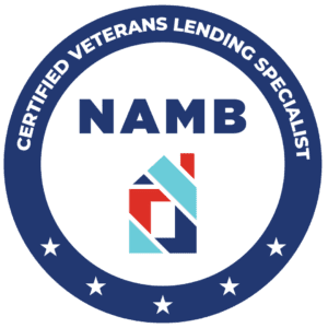 CVLSLogo.v3a NAMB Certified Veterans Lending Specialist badge in blue, white, red, and teal circle logo