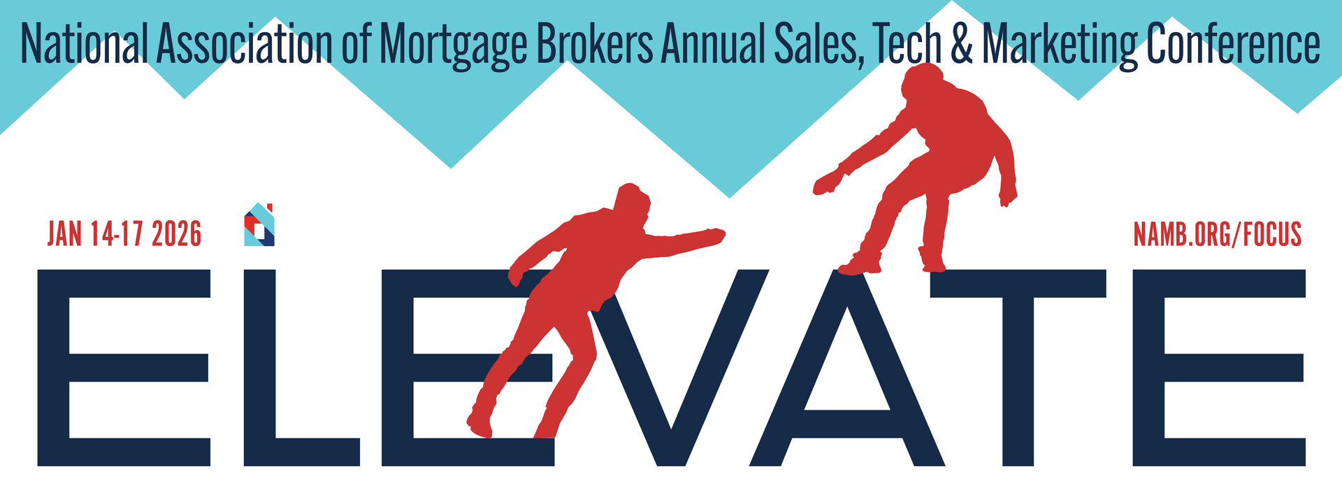 F26-social-headers_Facebook National Association of Mortgage Brokers Annual Sales, Tech & Marketing Conference logo with red figures over ELEVATE