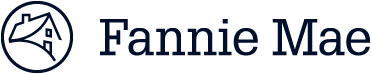 Fannie Mae logo with a circular house icon and navy blue text on a white background
