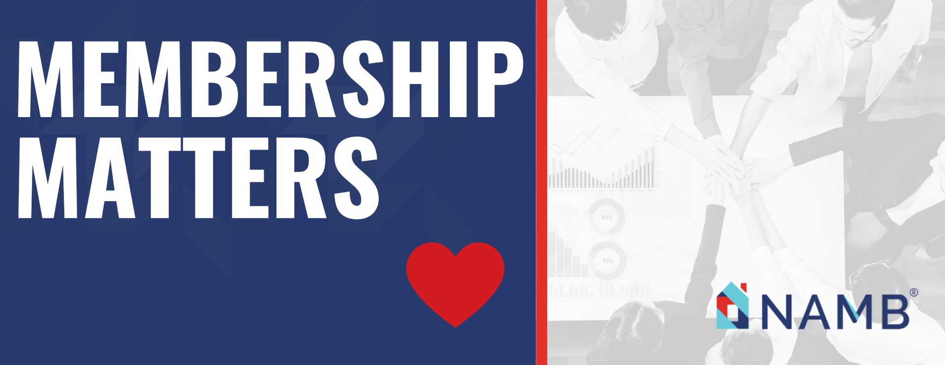“Membership Matters” banner with red heart and NAMB logo on blue and gray background