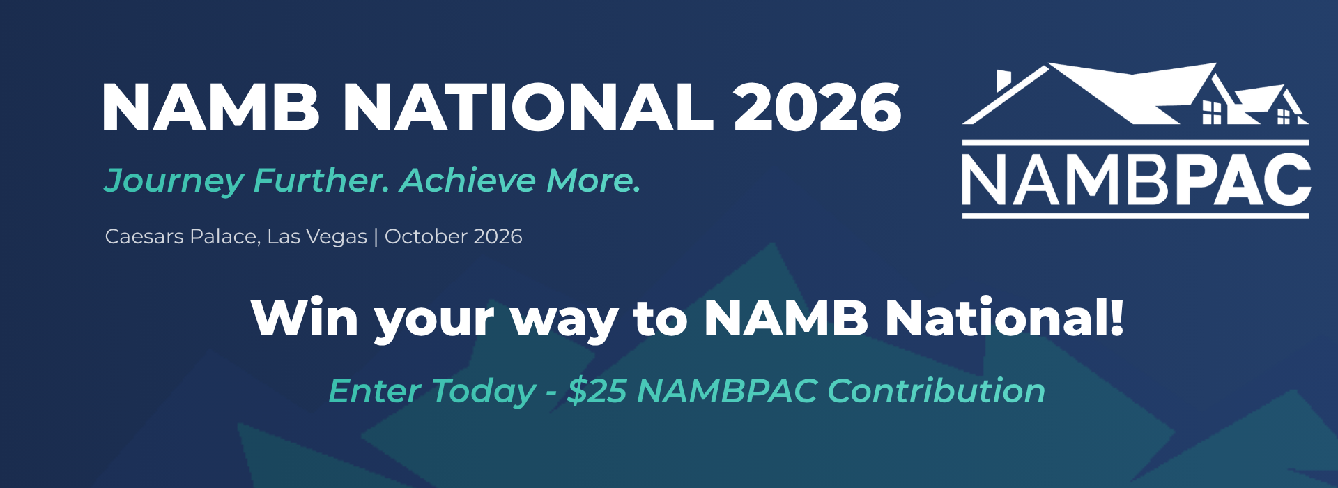 NAMB National 2026 banner with blue background, white text, and NAMBPAC logo promoting contributions.