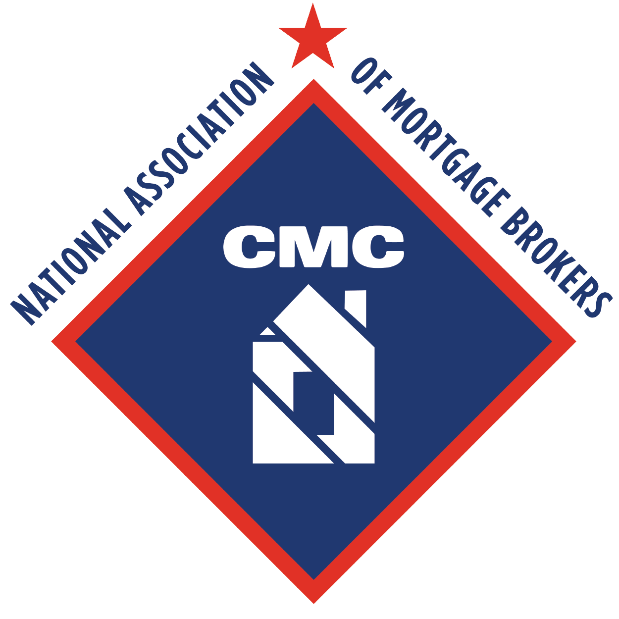 cmc-resize CMC National Association of Mortgage Brokers logo with blue diamond, red border, and red star at top