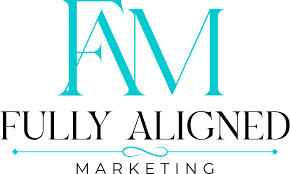 Fully Aligned Marketing logo with turquoise “AM” and black text on white background