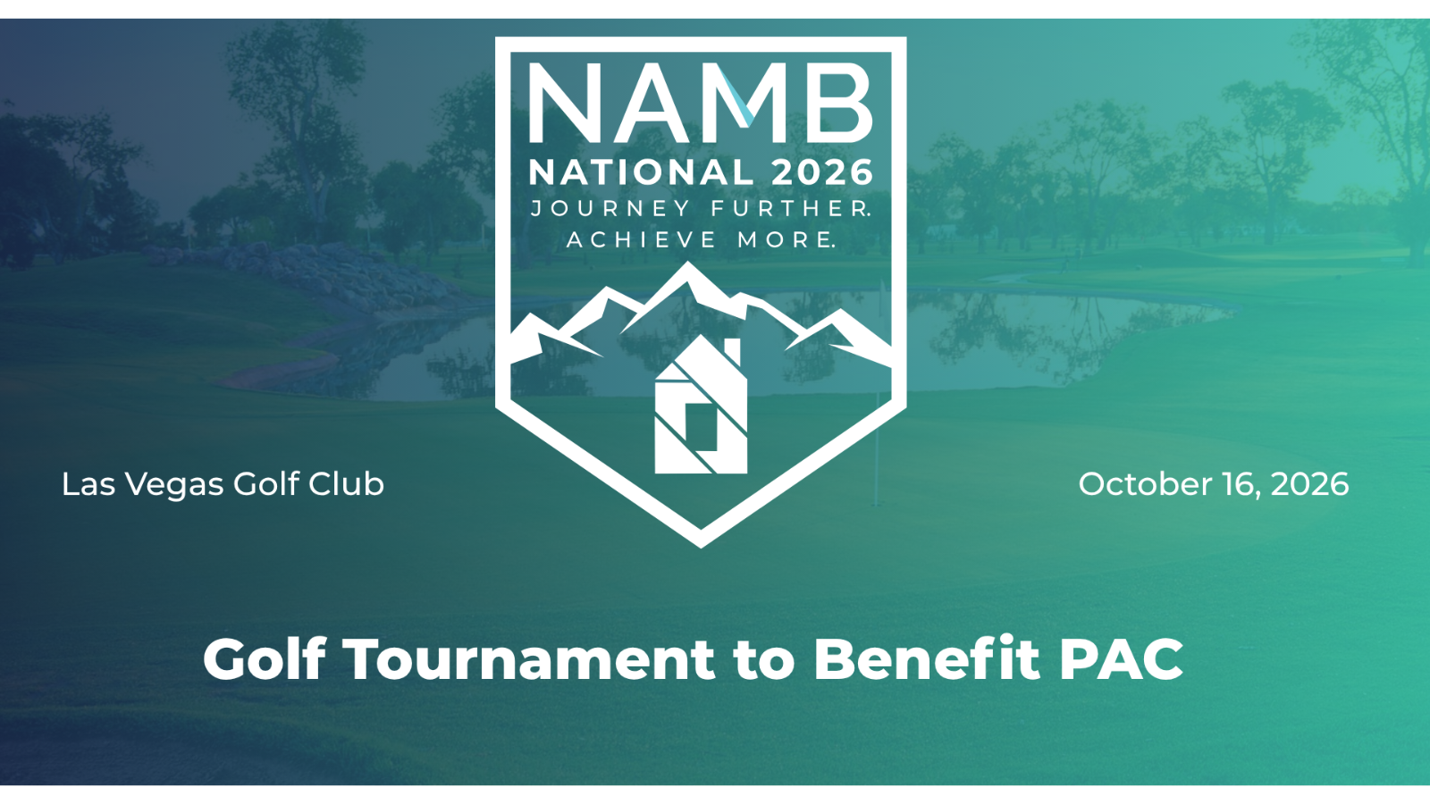 NAM 2026 golf tournament flyer at Las Vegas Golf Club, Oct. 16, 2026, benefiting PAC.