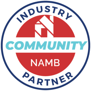 NAMB Industry Community Partner logo in blue, red, and teal circular design
