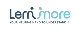 Lernmore logo with blue and gray text and tagline “Your helping hand to understand.ai”