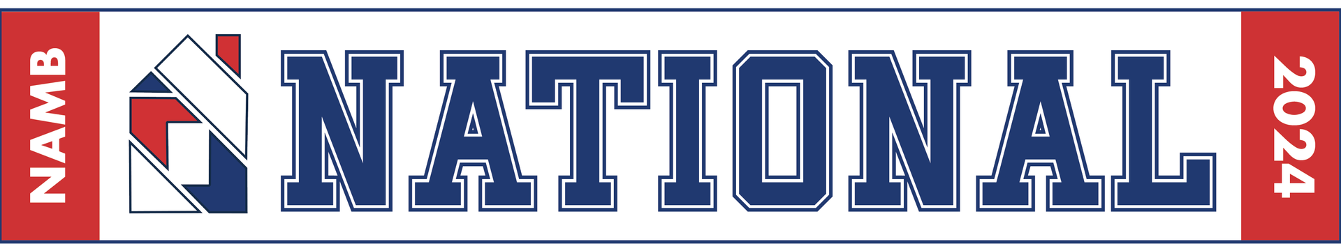 NATIONAL sign with red vertical panels reading “NAMB” and “2024” and a stylized house logo