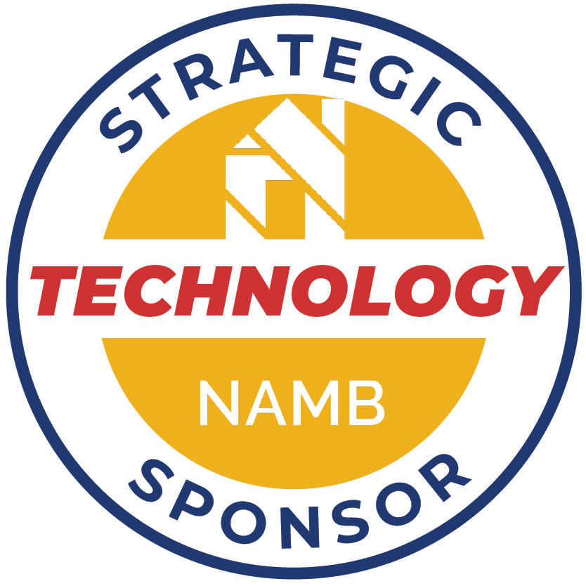 Circular “Strategic Technology Sponsor” logo with yellow and red “Technology” and “NAMB” text