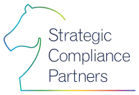 Logo of a dog outline with “Strategic Compliance Partners” text in teal and green