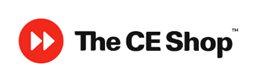 The CE Shop logo with red circular play icon and black text on white background