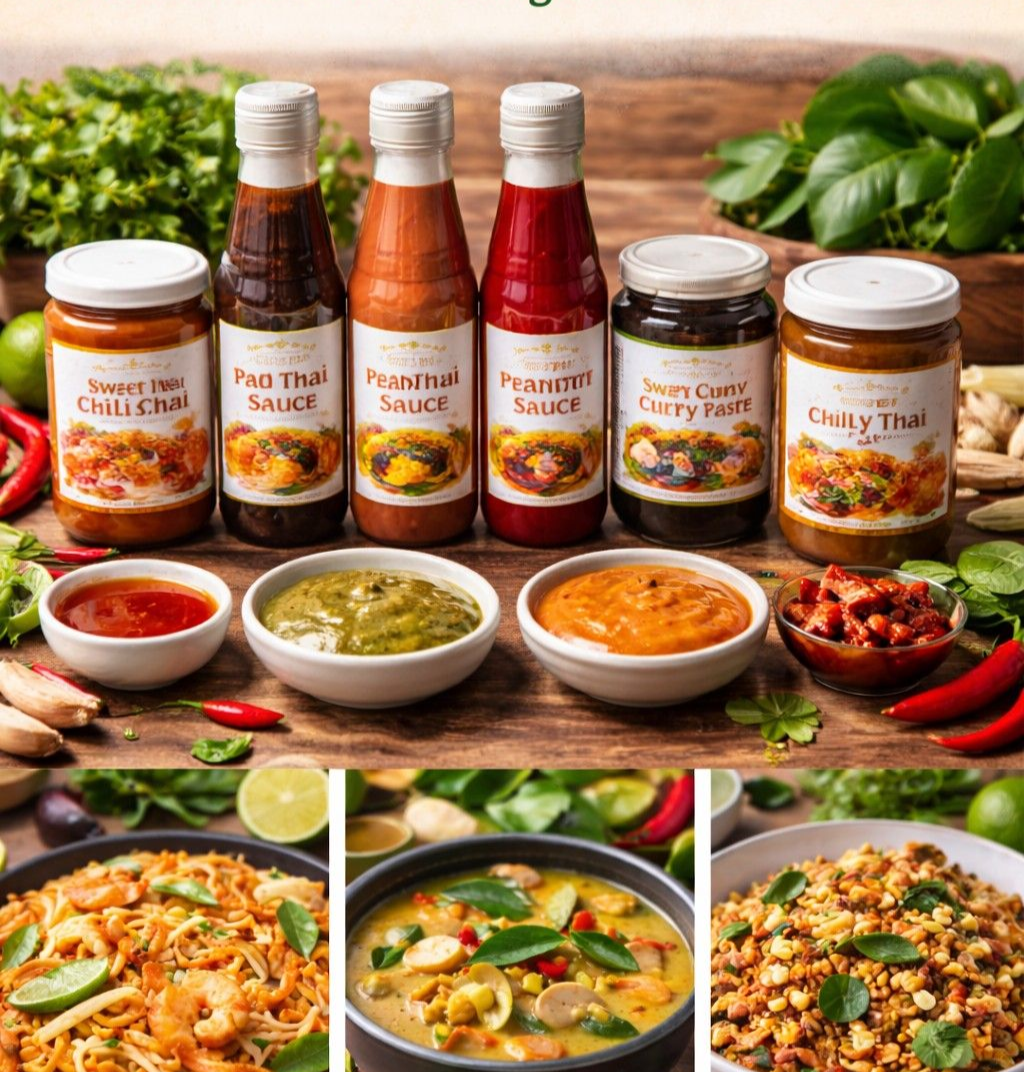 Thai Sauces including Thai sweet chili sauce, Thai peanut sauce and Thai cooking sauces from Simply Thai Market