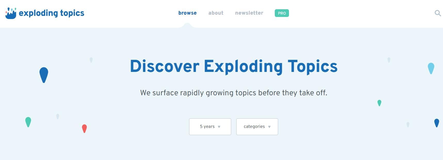 Herramientas de marketing digital: Exploding Topics