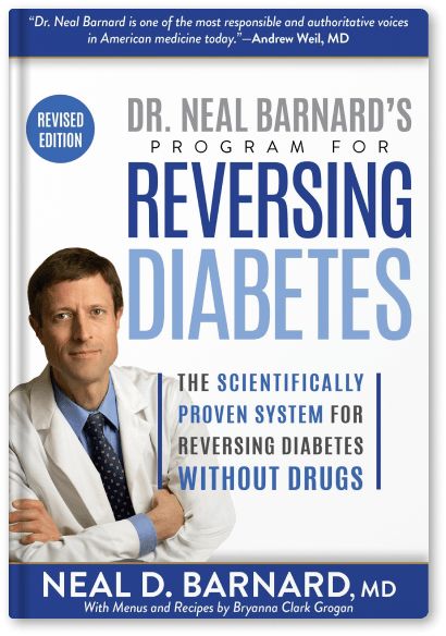Book cover: Dr. Neal Barnard's program for reversing diabetes. Features Barnard with title and descriptive text.