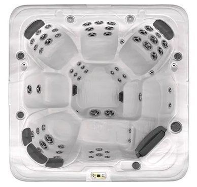 An aerial view of a hot tub on a white background.