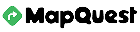 A mapquest logo with a green arrow on a white background.