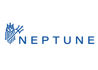 Blue Neptune logo with stylized tower icon and the word “NEPTUNE” on a white background