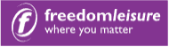 Freedomleisure logo with a purple background and white text. "f" inside a circle. "where you matter" tagline.