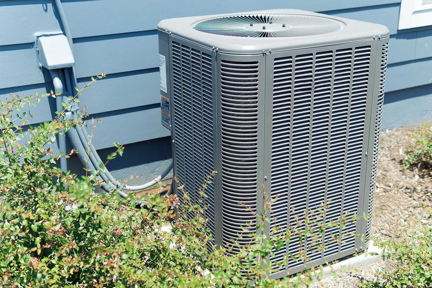 Installed HVAC unit in backyard