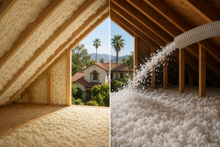 Spray foam vs blown-in attic insulation comparison for Pasadena Southern California homes