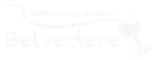 Logo per Ristorante e Pizzeria Belvedere, caratterizzato da un'icona a forma di calice di vino con una linea stilizzata e fluida.