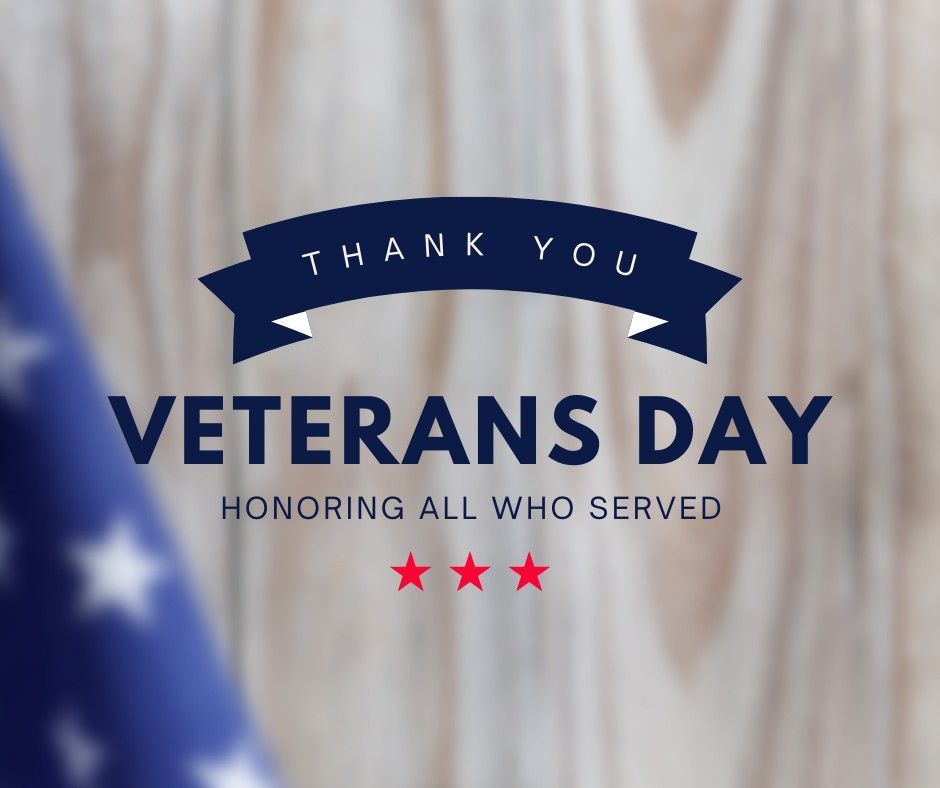 Veterans Day graphic with text 