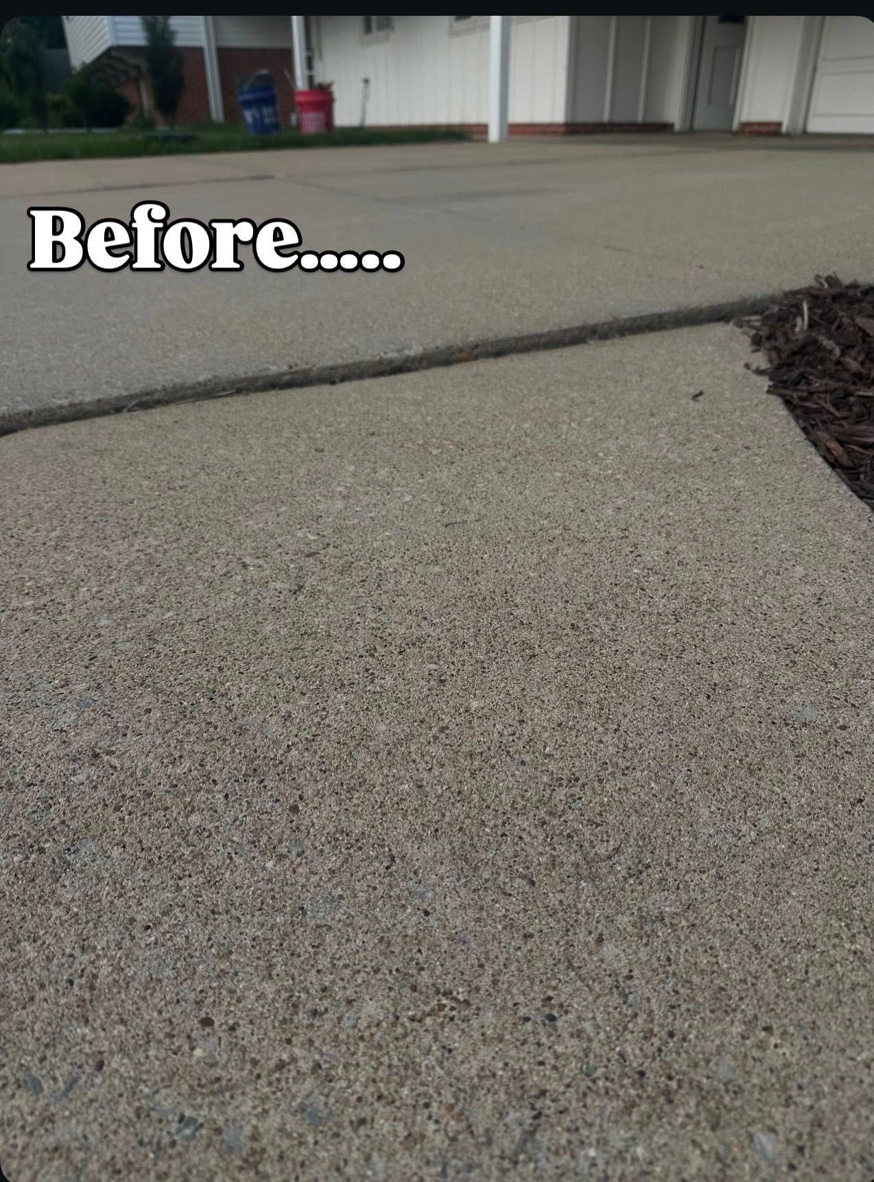 Concrete driveway and sidewalk with the text 