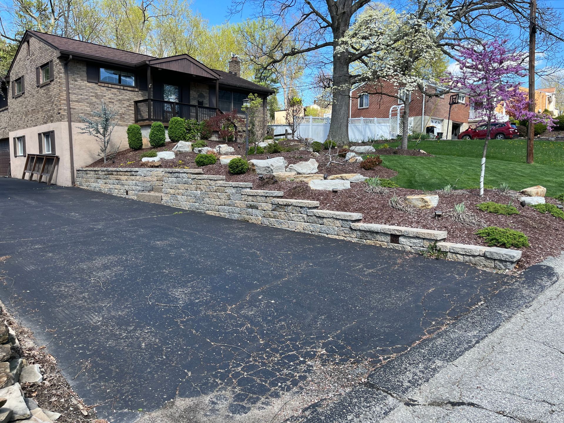 After retaining wall installation services