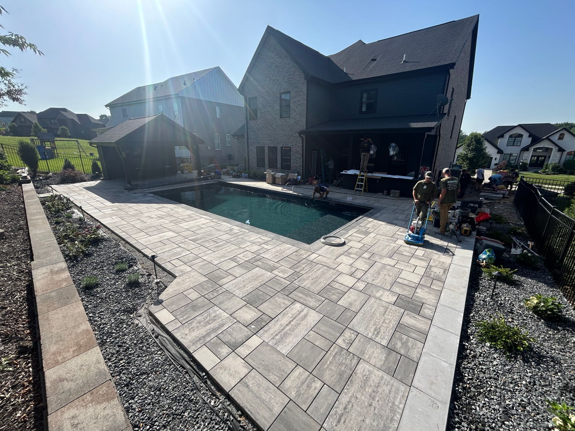 After the retaining wall installation